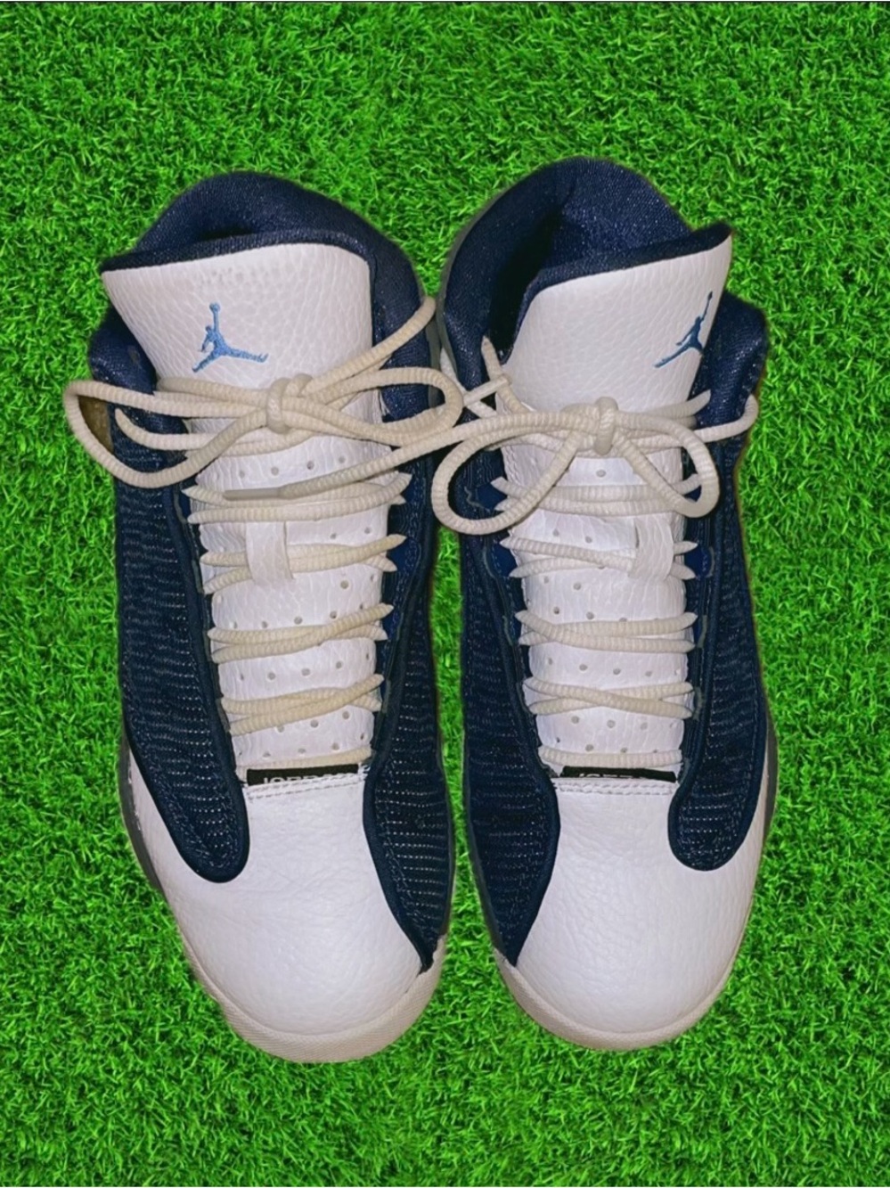 Air Jordan 13 Retro Kids "Flint" White and Navy Size 3Y